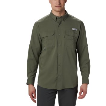 Columbia Overhemd Heren, PFG Blood and Guts III Long Sleeve Woven Big Grijs Groen, 63XRVUATE